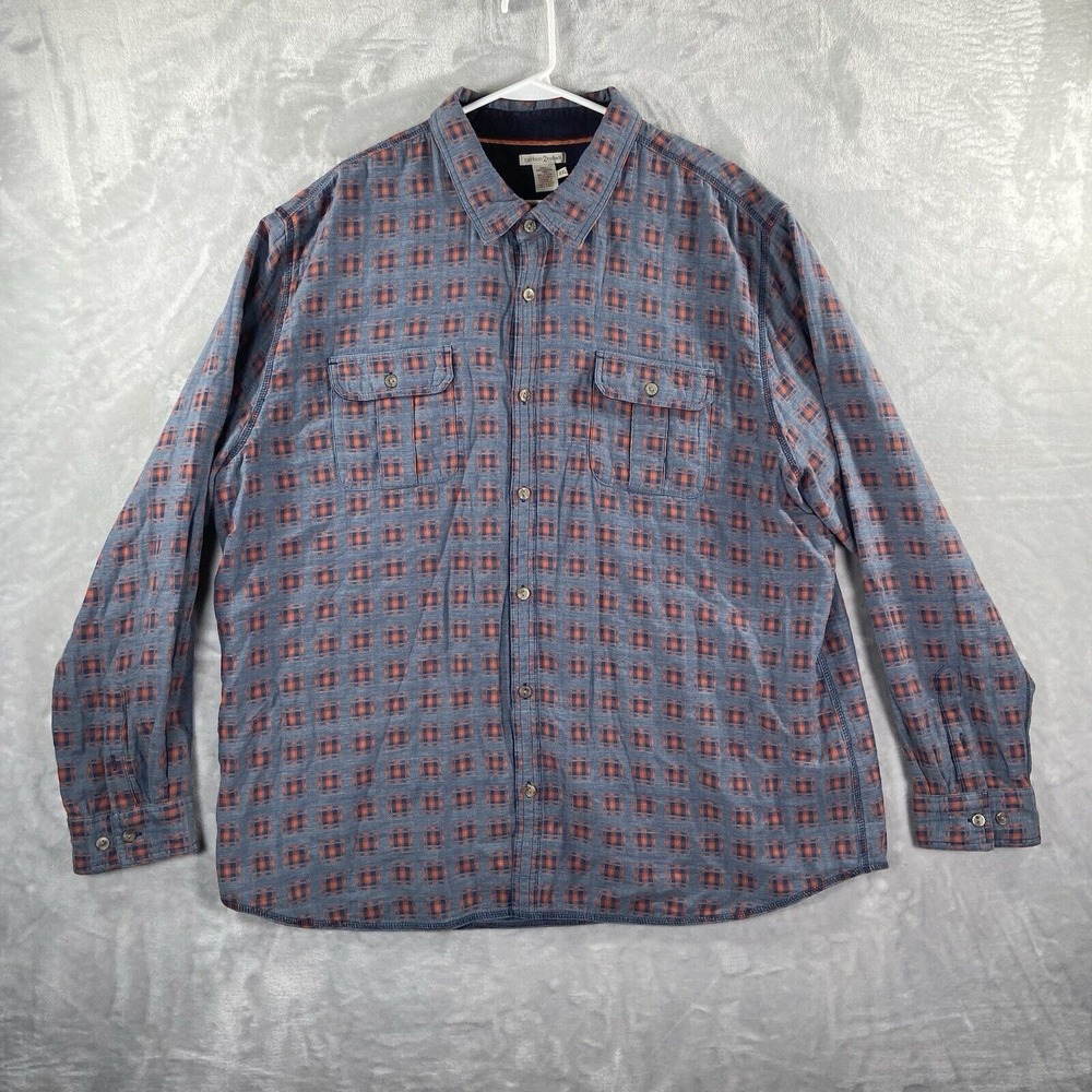 Carbon 2 Cobalt Shirt men's XXL Button Up Gray Orange Plaid Long Sleeve 2XL
